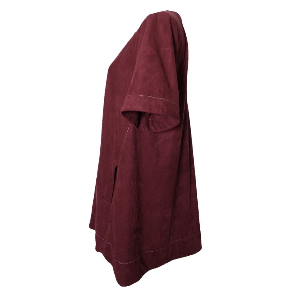 Maeve The Emmy Faux Suede Short Sleeve Mini Swing Dress In Burgundy Size S - Picture 5 of 13